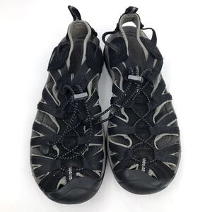 Keen Whisper Black Gray Waterproof Anti Odor Anatomic Footbed Performance Sandal